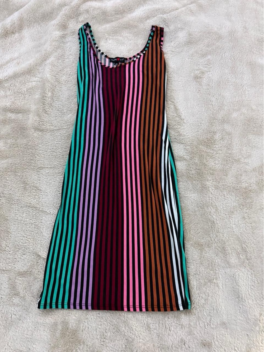 Women's Multicolor Vertical Stripe Sleeveless Casual Dress